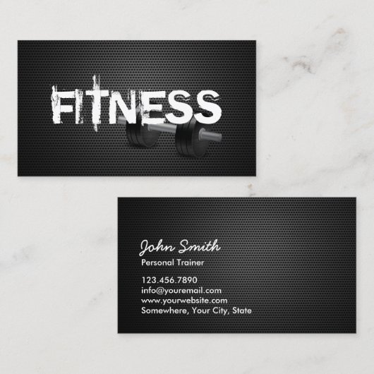 Fitness & Personal Trainer Dunkles Metall Visitenkarte (Vorne/Hinten)