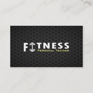 Fitness Personal Trainer Fett Text Dumbell Logo Visitenkarte