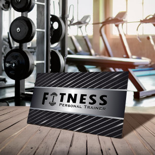 Fitness Personal Trainer Fett Text Dumbell Logo Visitenkarte