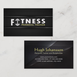 Fitness Personal Trainer Fett Text Dumbell Logo Visitenkarte