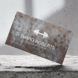 Fitness Personal Trainer Geometric Grunge Metal Visitenkarte