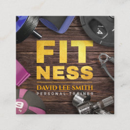 Fitness Personal Trainer Gold Typografy Square Bu Quadratische Visitenkarte