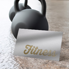 Fitness Personal Trainer Minimal White Gold Emboss Visitenkarte