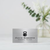 Fitness Personal Trainer Moderner Metallhintergrun Visitenkarte (Stehend Vorderseite)