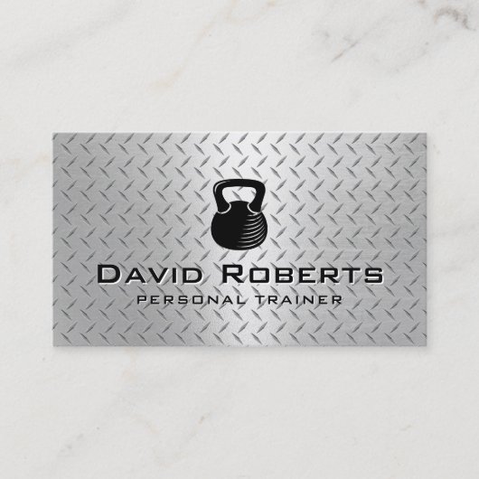 Fitness Personal Trainer Moderner Metallhintergrun Visitenkarte (Vorderseite)