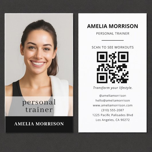 Fitness Personal Trainer QR Code Foto Visitenkarte