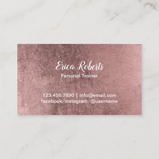 Fitness Personal Trainer Rose Gold Typografie Visitenkarte (Rückseite)