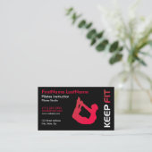 Fitness Pilates Instructor Business Card Visitenkarte (Stehend Vorderseite)
