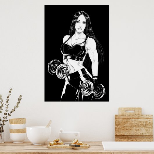 Fitness Poster für kräftige und schöne Gymnastikmä (Küche)