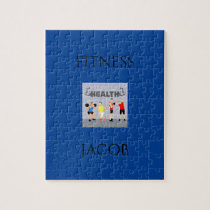 Fitness Puzzle in blau mit individuelle Name.