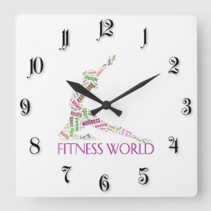 Fitness Quadratische Wanduhr