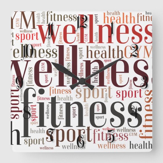 Fitness Quadratische Wanduhr (Vorderseite)