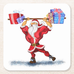 Fitness Santa Claus Paper Untersetzer
