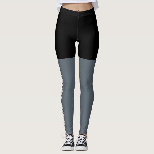 Fitness Schwarz und Grau Leggings (Vorderseite)