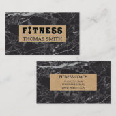 Fitness | Schwarzer Marmor | Brown Paper Visitenkarte (Vorne/Hinten)