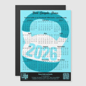 Fitness Slogan Electric-Blue 2026 Calendar Magnet (Vorne/Hinten)
