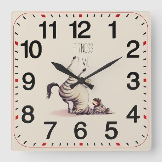 Fitness time fun quadratische wanduhr (Vorderseite)