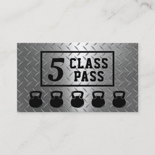 Fitness Trainer 5 Class Pass Modernes Metall Treuekarte (Vorderseite)
