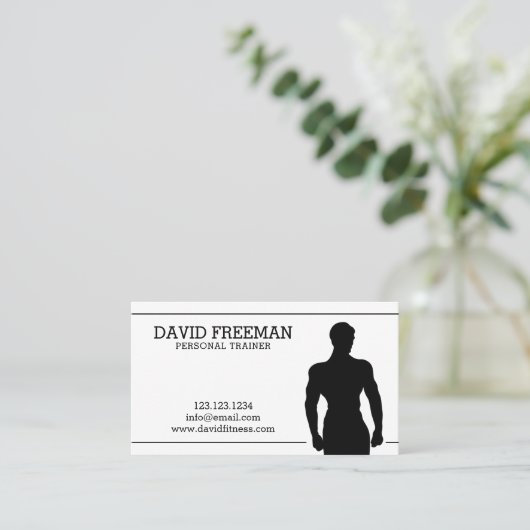 Fitness Trainer Black Modern Bodybuilding Coach  Visitenkarte (Stehend Vorderseite)