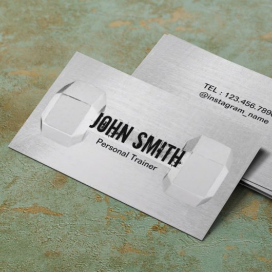 Fitness Trainer Einfache Dumbell Modernes Silber Visitenkarte