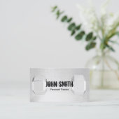 Fitness Trainer Einfache Dumbell Modernes Silber Visitenkarte (Stehend Vorderseite)