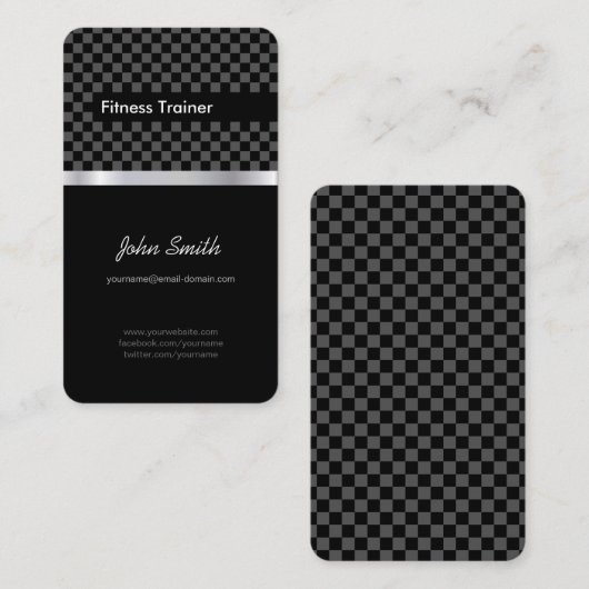 Fitness Trainer - Elegante, schwarze Silberplätze Visitenkarte (Vorne/Hinten)
