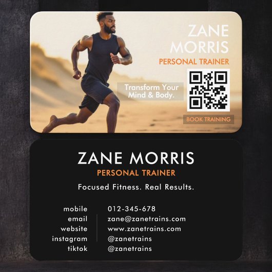 Fitness-Trainer-Foto-QR-Code Visitenkarte