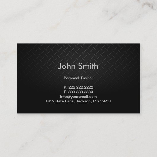 Fitness-Trainer-Goldstreifen-Dunkelheits-Metall Visitenkarte (Rückseite)