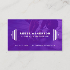 Fitness Trainer lila Visitenkarte mit Foto
