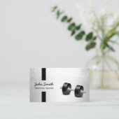 Fitness Trainer Moderne Streifen Imitate Silber Visitenkarte (Stehend Vorderseite)