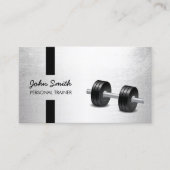 Fitness Trainer Moderne Streifen Imitate Silber Visitenkarte (Vorderseite)