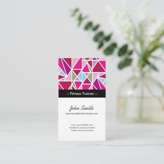 Fitness Trainer Rosa Abstrakte Geometrie Visitenkarte (Stehend Vorderseite)