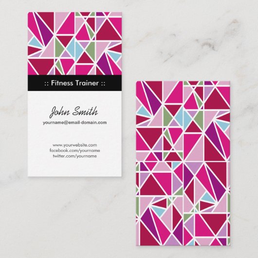 Fitness Trainer Rosa Abstrakte Geometrie Visitenkarte (Vorne/Hinten)