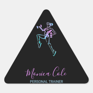 Fitness Trainer Silhouette schwarz Dreieckiger Aufkleber