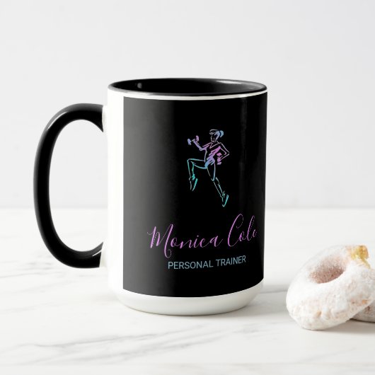 Fitness Trainer Silhouette schwarz Tasse (Mit Donut)