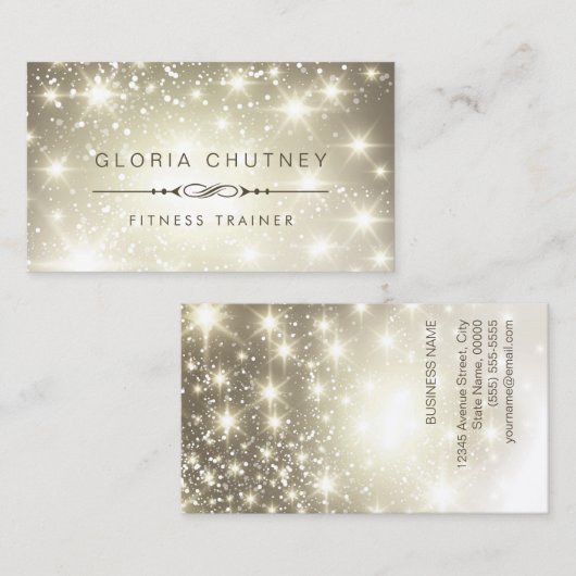Fitness Trainer - Sparkling Bokeh Glitzer Visitenkarte (Vorne/Hinten)