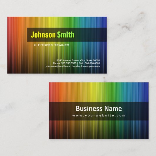 Fitness Trainer - Stilvolle Rainbow Colors Visitenkarte (Vorne/Hinten)