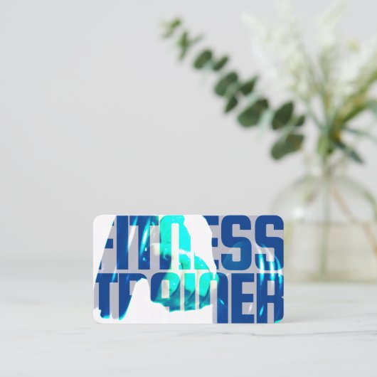 Fitness Trainer Text und Bild blauen mischen Visitenkarte (Stehend Vorderseite)