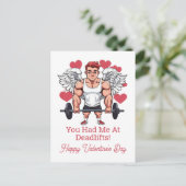 Fitness-Trainer Valentine Feiertagspostkarte (Stehend Vorderseite)