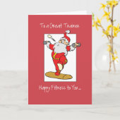 Fitness-Trainer Weihnachten mit dem Weihnachtsmann Karte (Gelbe Blume)