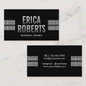 Fitness-Trainermoderne silberne Sequins-Streifen Visitenkarte (Vorne/Hinten)