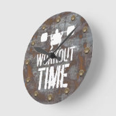 Fitness Training Workout Time Rusty Metal Plate Runde Wanduhr (Winkel)