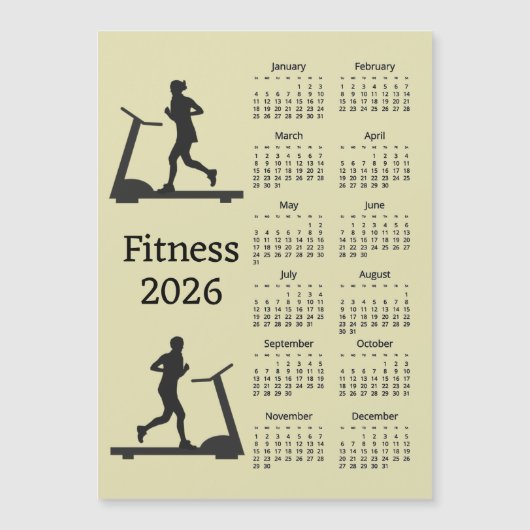 Fitness Treadmill 2026 Calendar Magnetic Card Magnetkarte (Vorderseite)