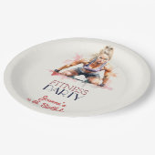 Fitness Wasserfarbsport Geburtstagsparty Pappteller (Schrägansicht)