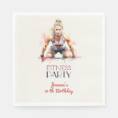 Fitness Wasserfarbsport Geburtstagsparty Serviette (Vorderseite)