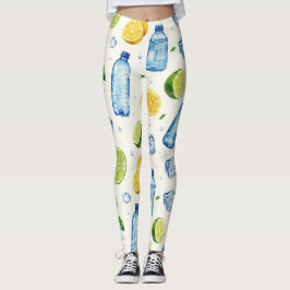 Fitness Wassertropfen Flaschen Fruchtmuster Leggings