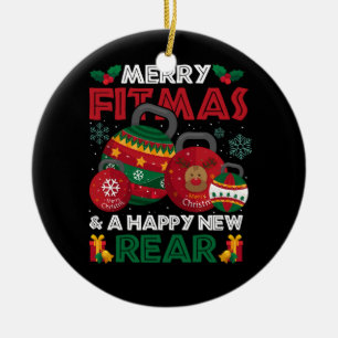 Fitness Weihnachten frohe Fitmas und eine glücklic Keramik Ornament