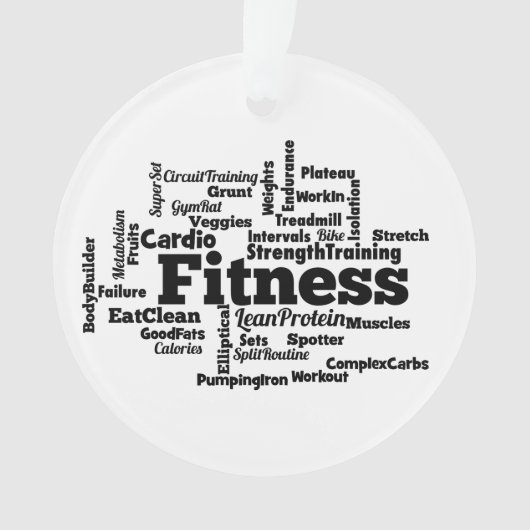 Fitness Word Cloud Ornament (Vorderseite)