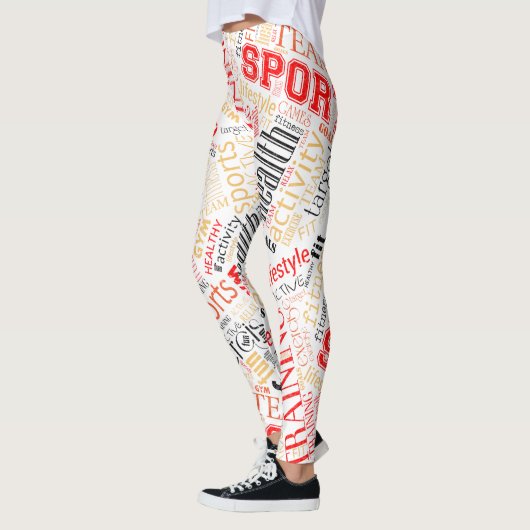 Fitness Word Cloud Red/Black ID284 Leggings (Links)