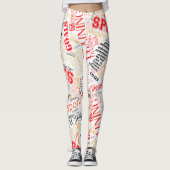 Fitness Word Cloud Red/Black ID284 Leggings (Vorderseite)